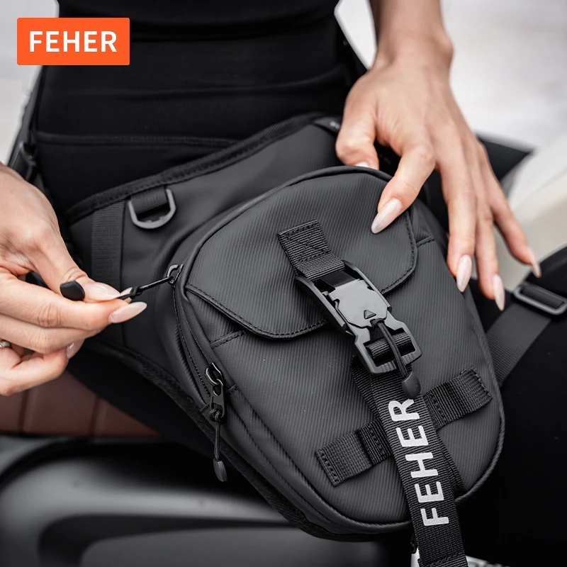 FEHER Motorcycle Riding Leg Bag Locomotive Breast Shoulder Bag Multi-functional Expansion Bag Men and Women Waterproof