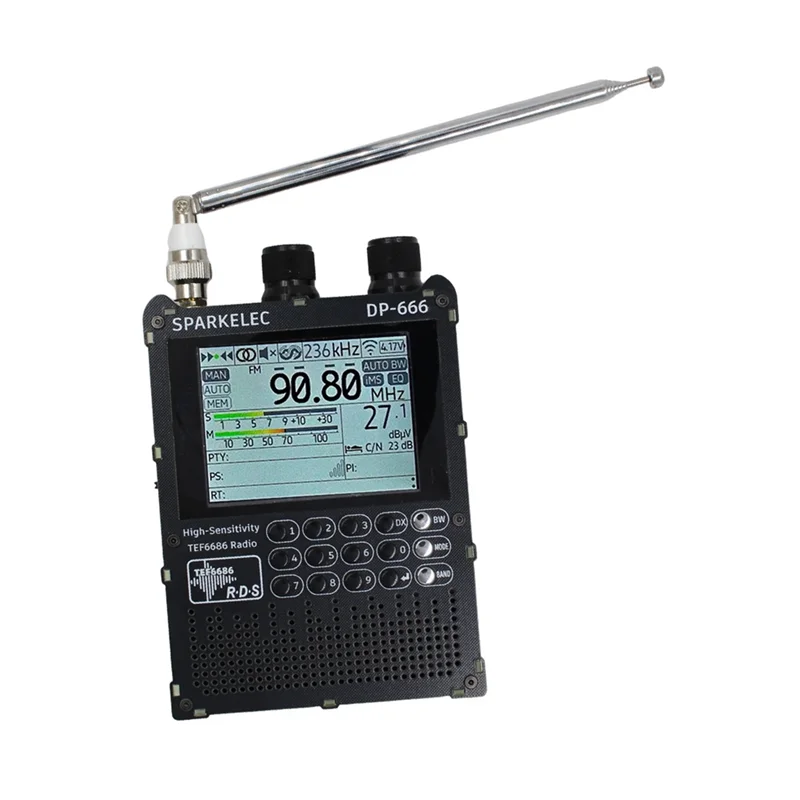 ABZW TEF6686 Radio de alta sensibilidad banda completa FM AM LW MW SW onda corta pantalla táctil IPS de 2,8 pulgadas con antena