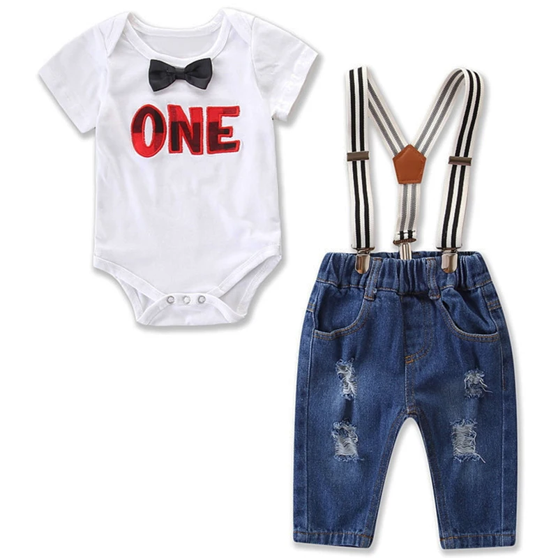 

2Piece Sets Summer Toddler Boy Outfits Fashion Casual Short Sleeve Letter Tops+Jeans Newborn Clothes Baby Luxury Clothing BC1772