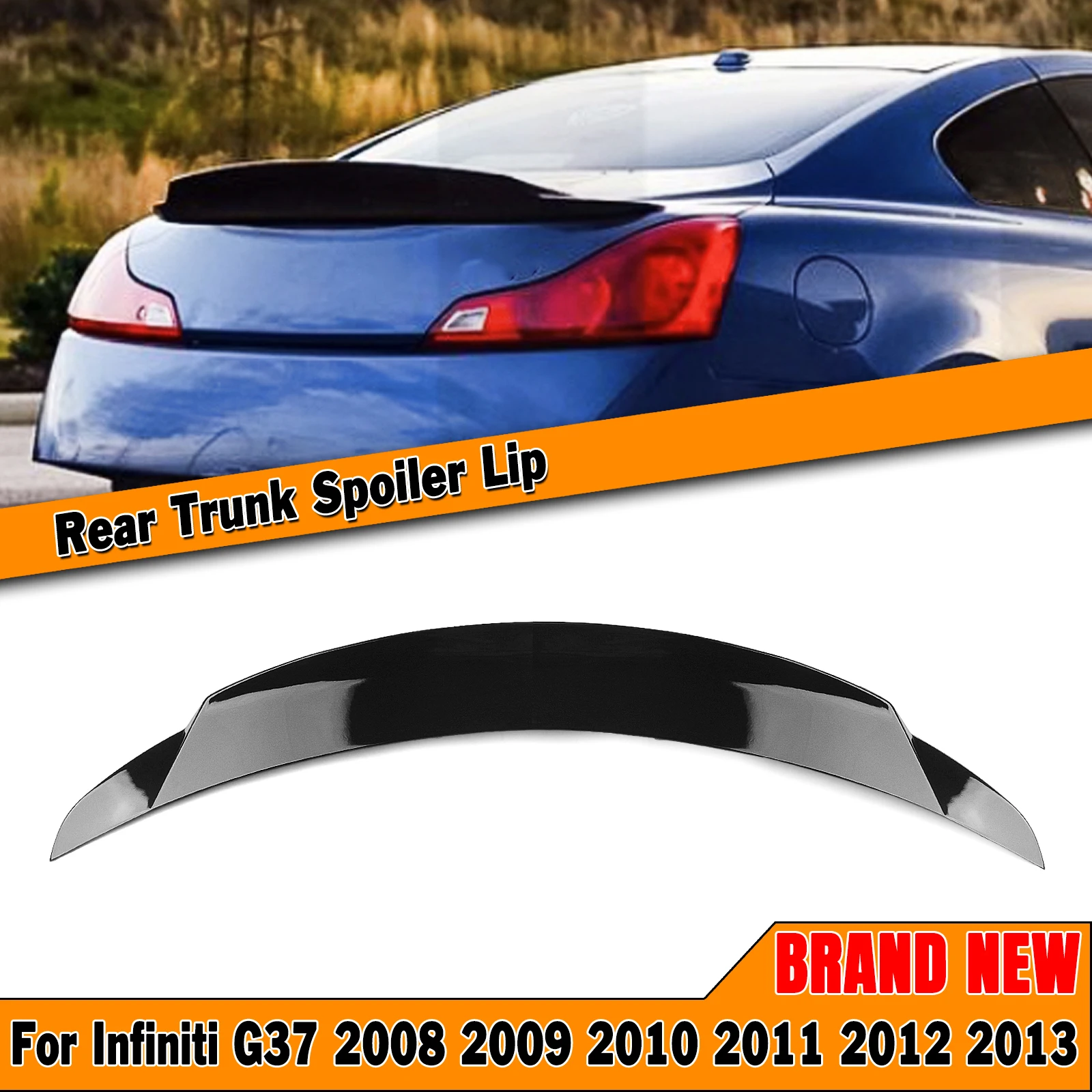 

Rear Trunk Lid Spoiler Wing For Infiniti G Series G37 V36 Q60 2 Door Coupe 2008-2013 Gloss Black/Carbon Fiber Look Splitter Lip