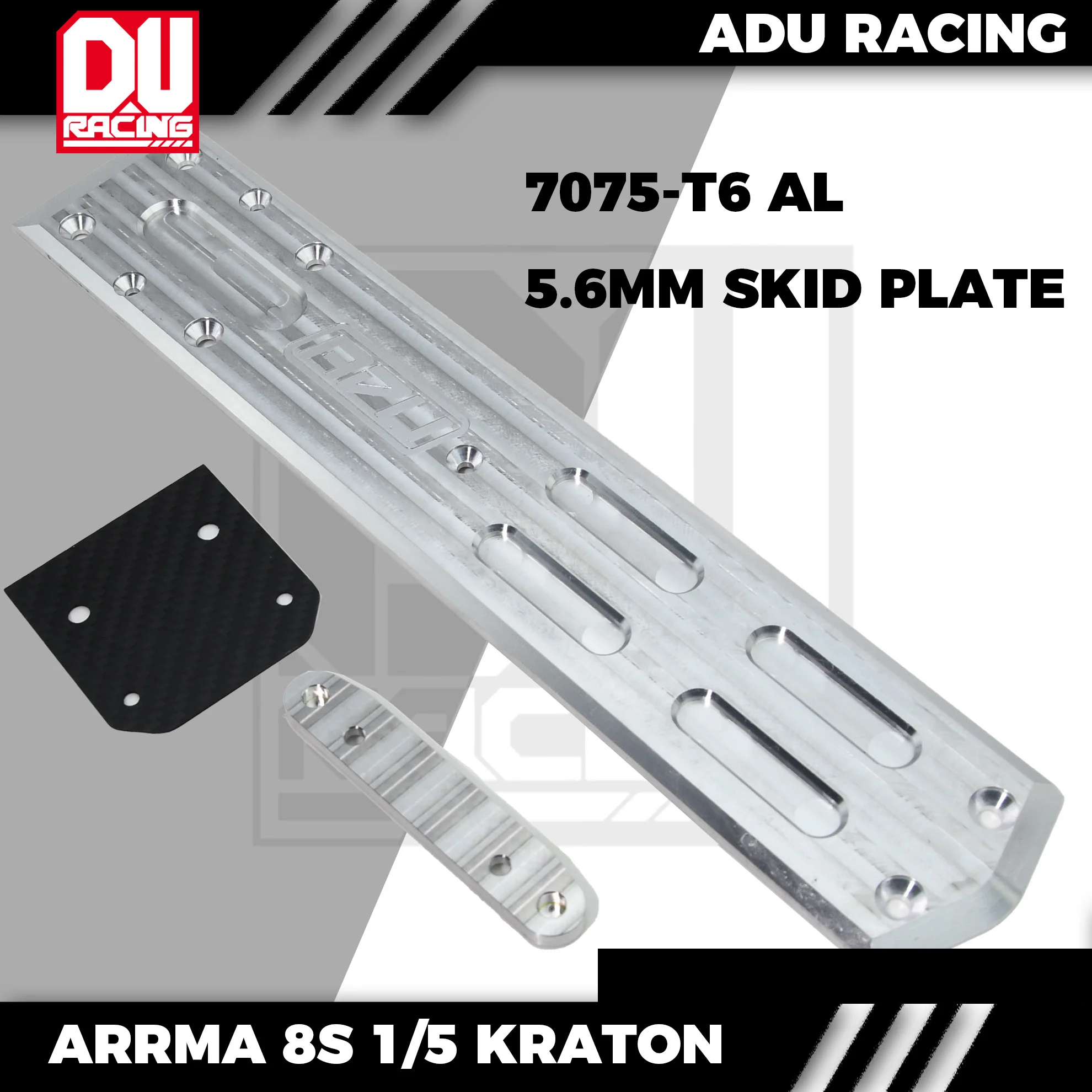 ADU RACING 7075-T6 AL LONG SKID PLATE CHASSIS BRACE FOR ARRMA 8S 1/5 KRATON