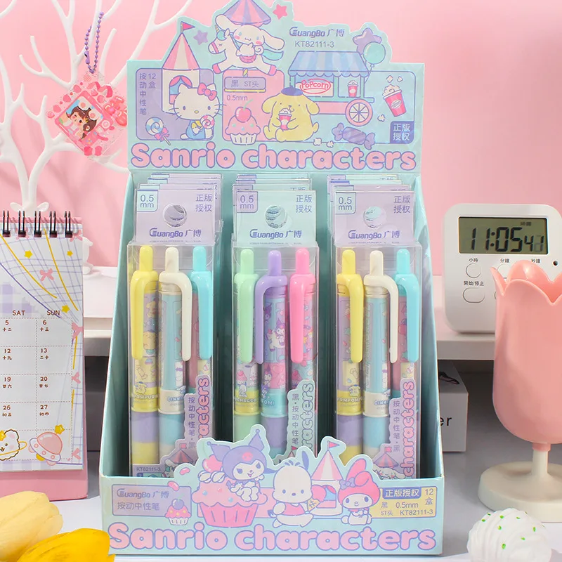 sanrio cartoon press neutral pen preto bonito desenhos animados estudante do ensino medio licao de casa novo pack 05 mm pcs 01