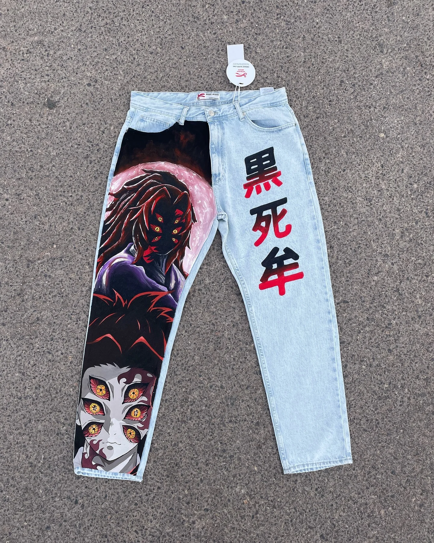 Harajuku Popular Anime Kokushibo Print Baggy Jeans New Style Wide Leg Trouser Y2k Streetwear for Men Women High Waist Pants