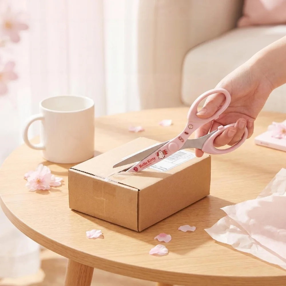 Neue Ausgabe Sanrio Edelstahl-Küchenschere Kawaii Cartoon Hello Kitty Hochwertige Büro-Papierschere Geburtstagsgeschenk – Detail 6