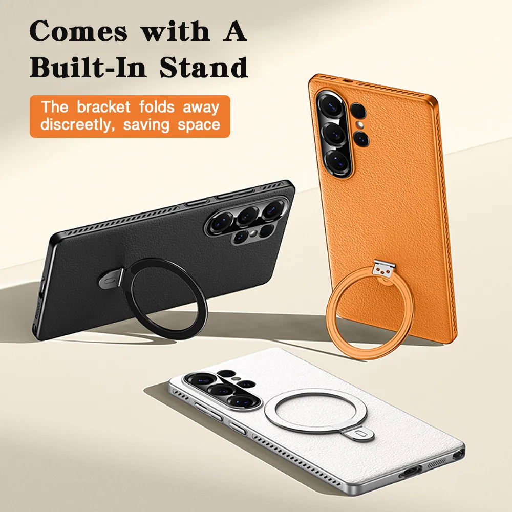 Magnetische Wärmeableitung Objektivschutz Leder Handyhülle für Samsung Galaxy S26 Ultra S25 Ultra S24 Ultra Magsafe Funda Cover