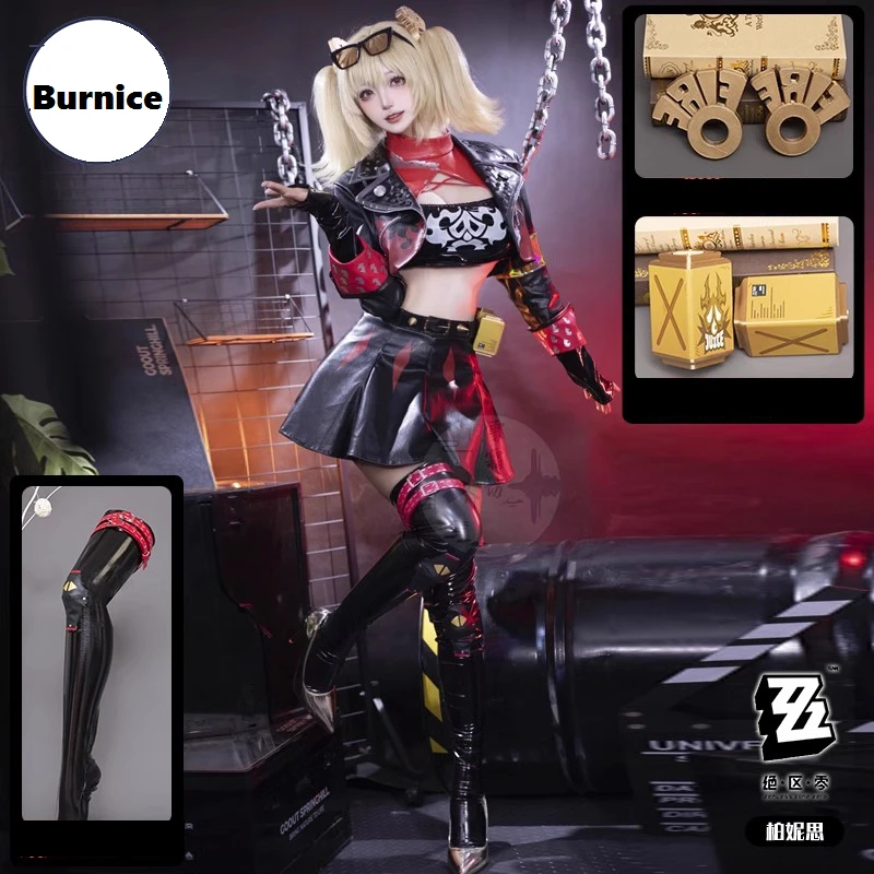 

Zenless Zone Zero Cosplay Burnice Whita Costumes ZZZ Women Punk Leather Jacket Game Character Tops Skirts Accessories Props Sets