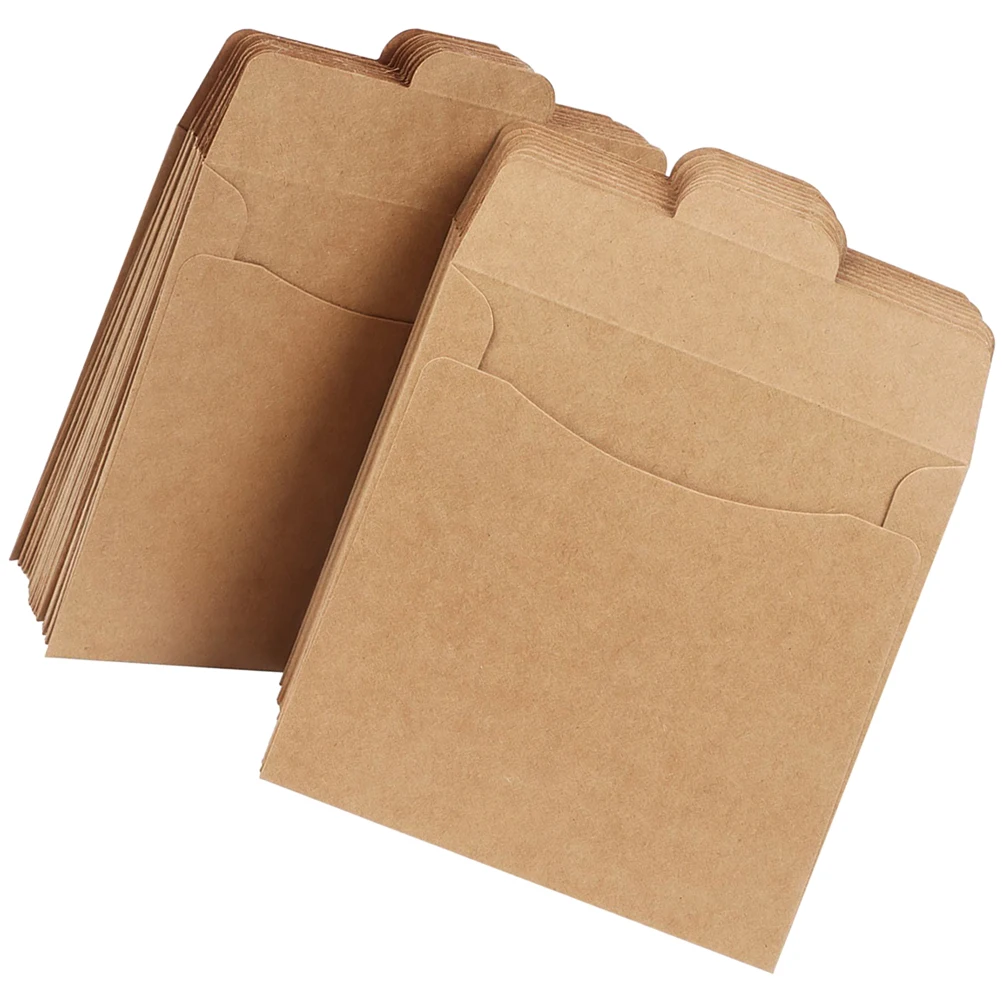

50 Pcs Paper CD Bag Brown Envelopes Adhesive Tape Bags Cardboard Mini Light