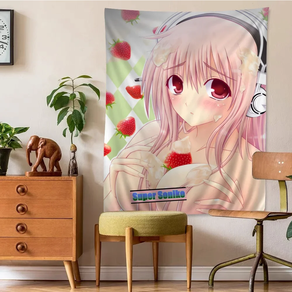 Super Sonico Game Sexy Tapestry Art Printing Art Science Fiction Room Home Decor Home Decor