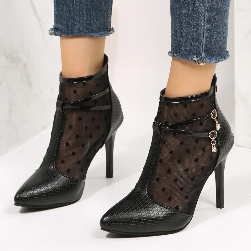 Botas stivali corti con tacco alto donna shoe2023primavera estate nuovi stivali nudi a punta con tacco Fine Sexy stivali da donna con tacco alto di