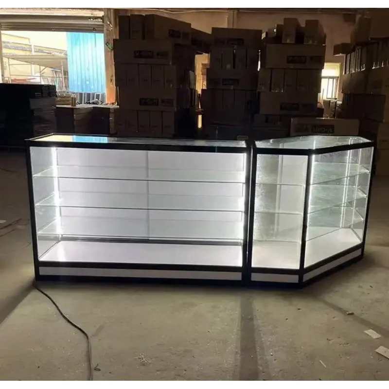 Custom.4 ft Glass Display cabinet Aluminum emperedglass Display Counters Showcase with Led Lights for Retail Smoke Shop