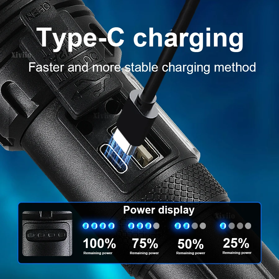 100000000LM Super Powerful Flashlight USB Rechargeable LED Flashlights Military Tactical Flashlight Zoomable Lantern Waterproof