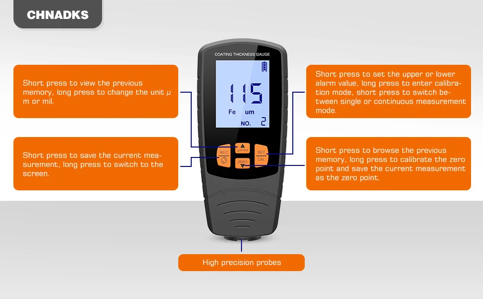 High Precision Car Paint Meter Detector Film Thickness Tester Coating Thickness Gauge Customizable OEM Testing Equipment