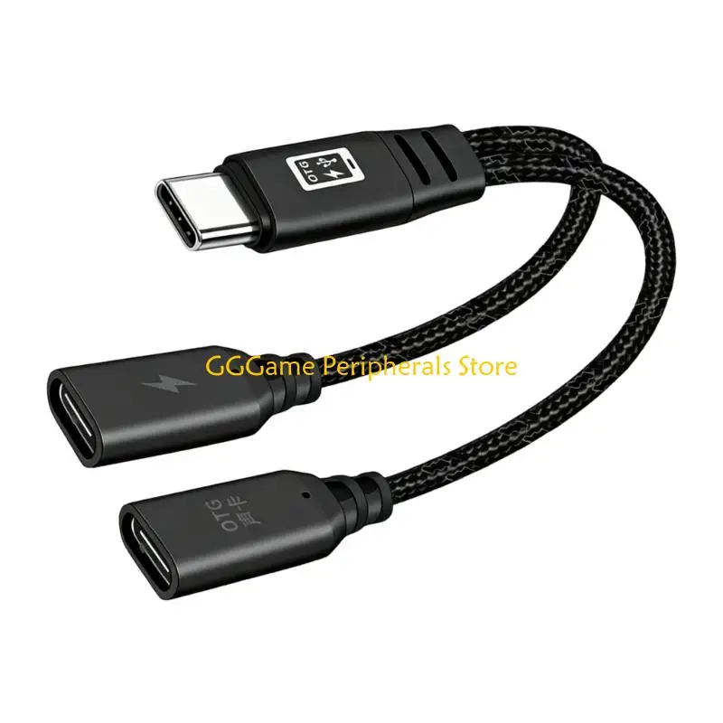 U55B Phone Short Video and Call Cable with Split Charging and Sound Link, 16 Textured Cable, Metal Ends, Data End for Recording