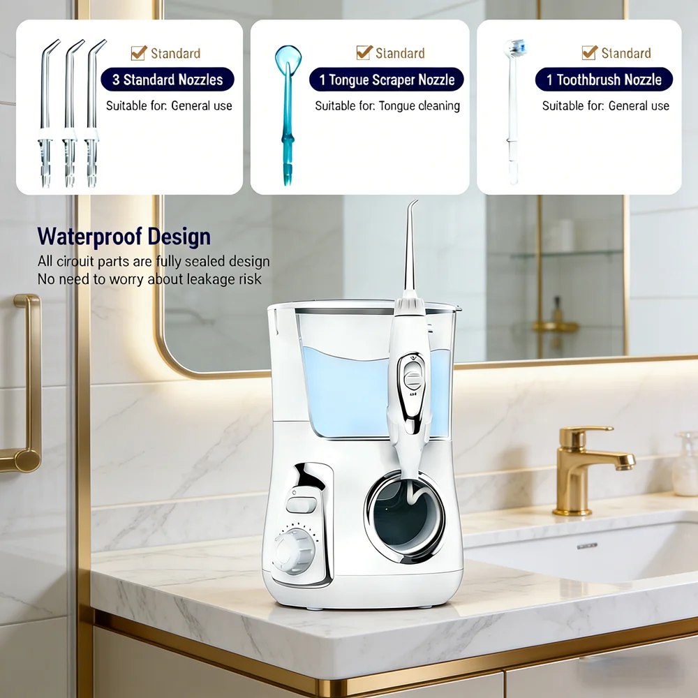 

Electric Oral Care Spa Water Flosser 10 Modes 800ML 5 Nozzles Dental Irrigator Water Jet Teeth Cleaning Machine