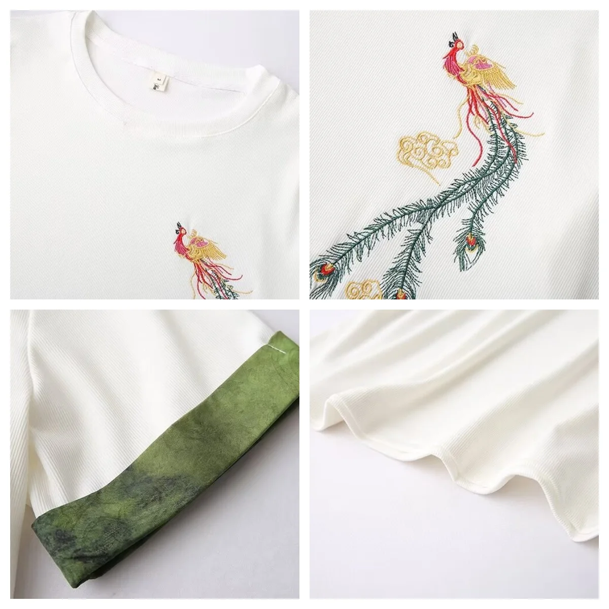 Round Neck Short Sleeve T-shirt Women Summer 2024 New Plus Size Loose Thin Casual Chinese Style Phoenix Embroidery Top