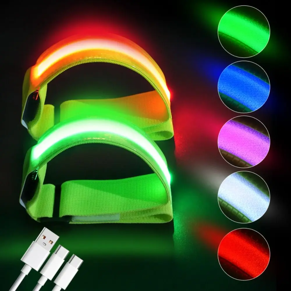 2Pcs Safety LED Light Armband 3 Modes 5 Light Color Warning Wristband High Brightness Creative LED Running Light Night Running