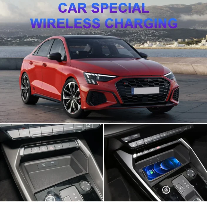 2 din Wireless charging pad For Audi Q7 2016-2019 phone charger mobile holder quick charge car accessories center console trim