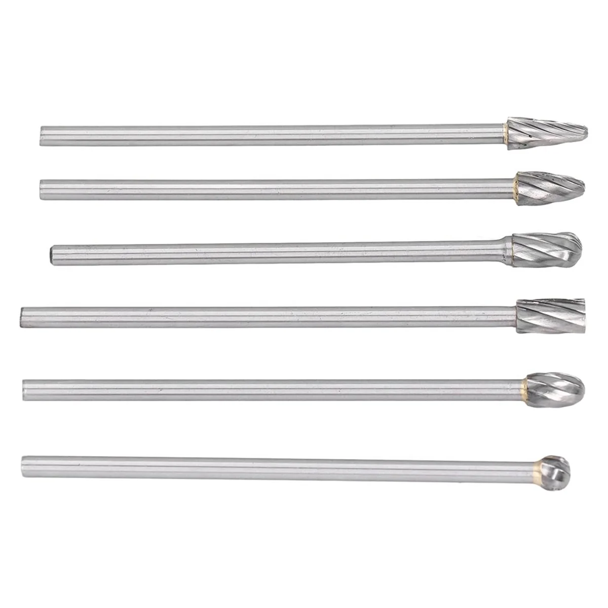 6pcs Tungsten Carbide Burrs Set, Cylinder- Porting Kit, Solid Rotate Grinding Tools for Woodworking Drilling Carving