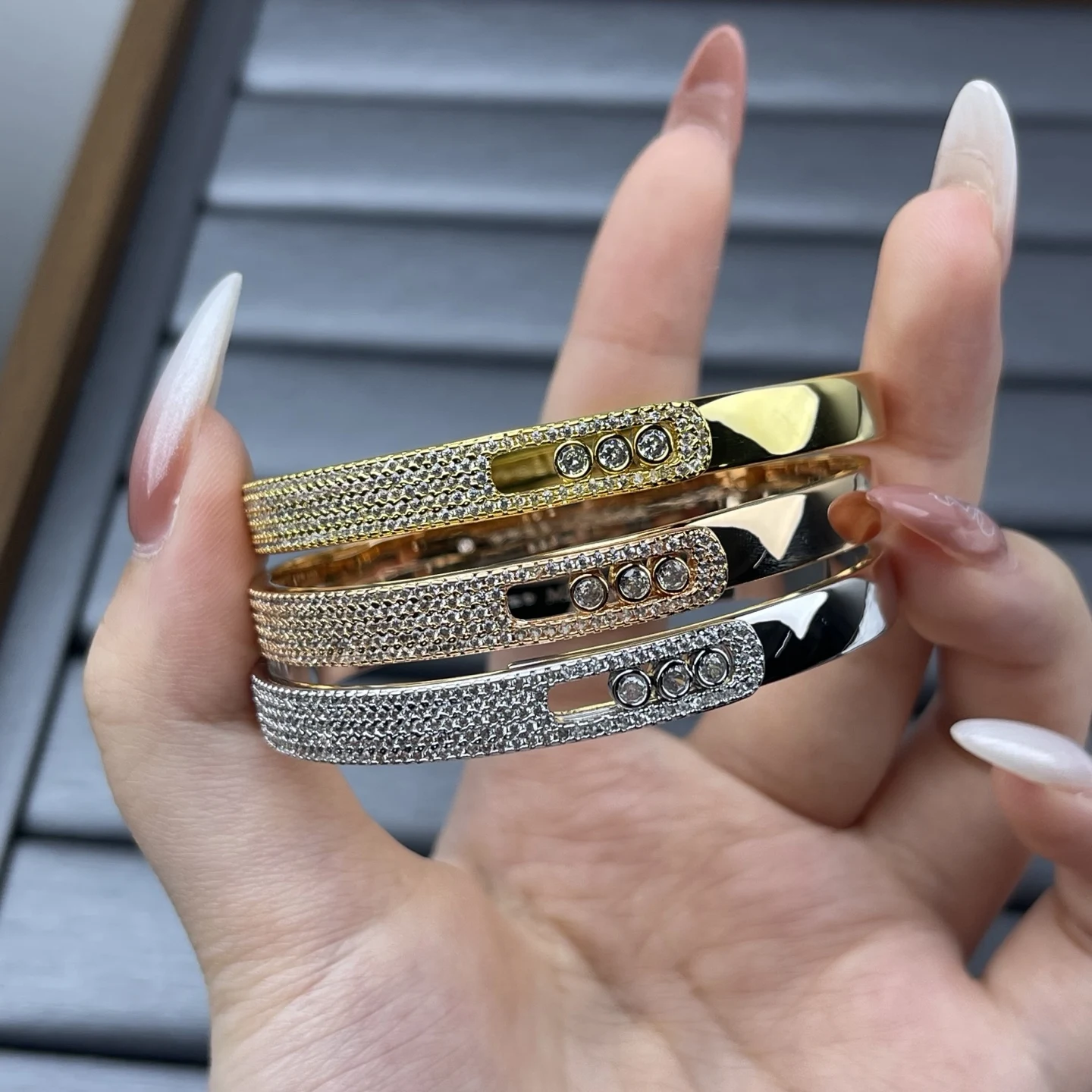 New Luxury silver color on hand Bracelet Bangle For Women Anniversary Gift Jewelry Wholesale S6105