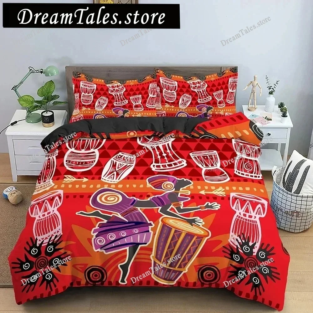 African Ethnic Orange Bohemian Style Duvet Cover Pillow Case Bedding Set Quilt Cover Double Bed Home Textile Luxury Gift741