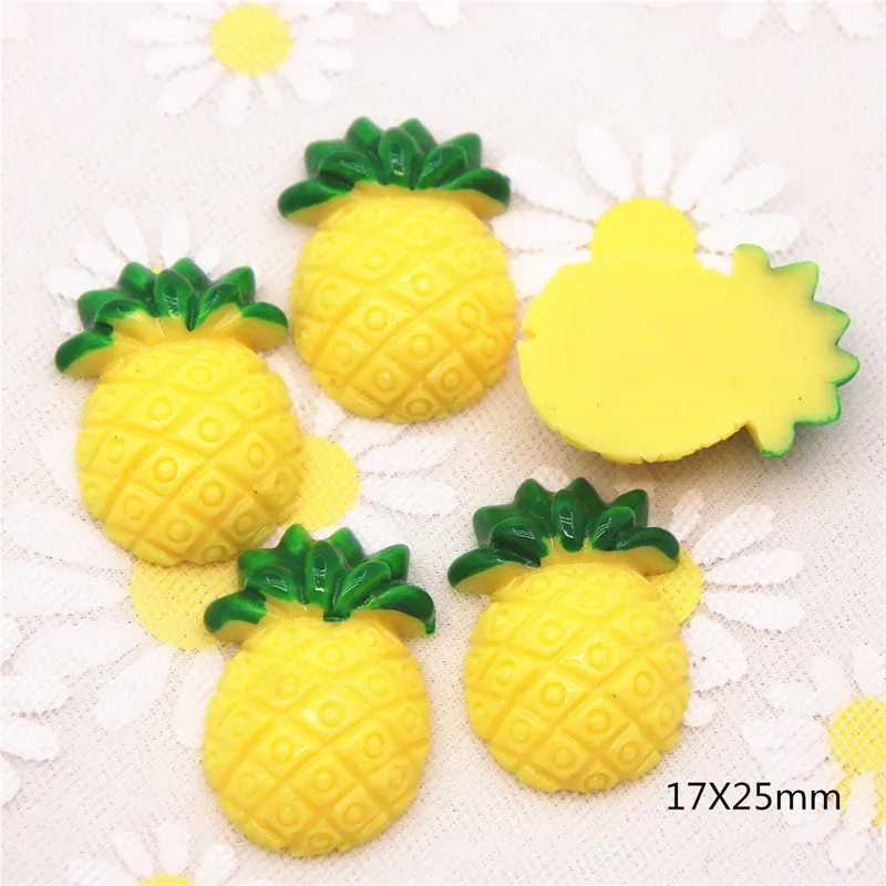 10PCS Pineapple Fruit Resin Flatback Cabochon Miniature food Art Supply Decoration Charm Hair Bow Center