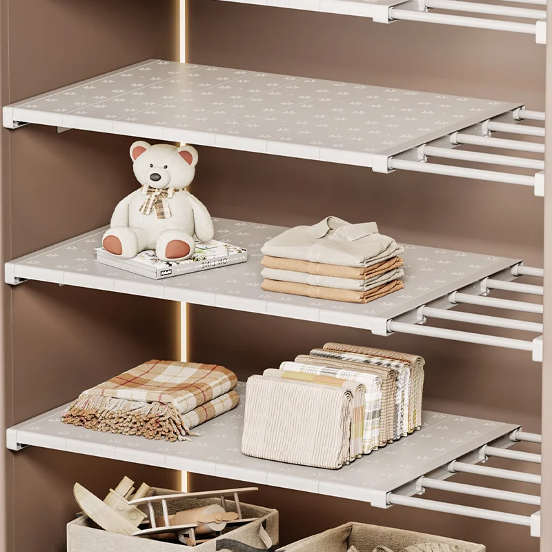 2 Stück erweiterbare Trennwand für Kleiderschrank, stanzfrei, Schrank, abgestuftes Regal für Handtasche, Kleidung, Schrank, Raumtrennung, Trennwand