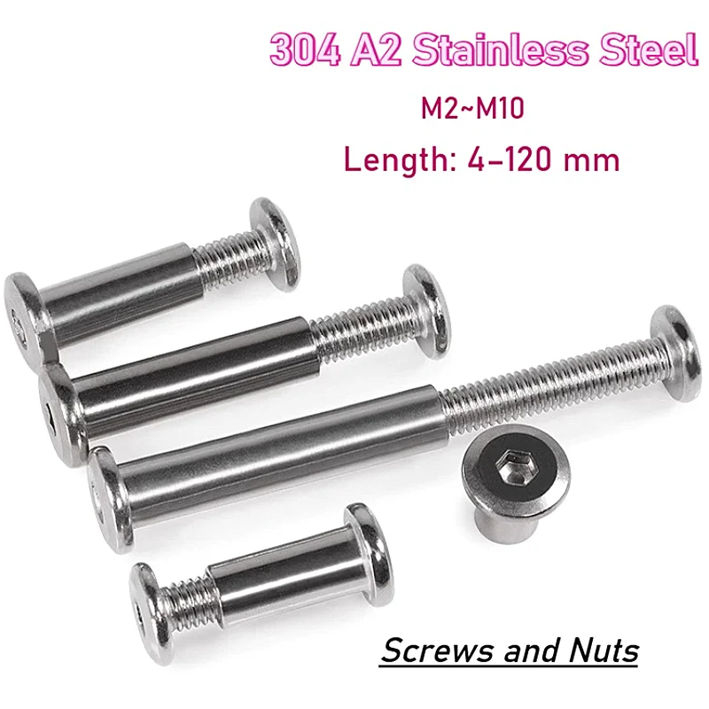 M2 M3 M4 M5 M6 M8 M10 304 A2 Stainless Steel Flat Hexagon Socket Head Furniture Rivet Connectors Insert Joint Sleeve Cap Nuts