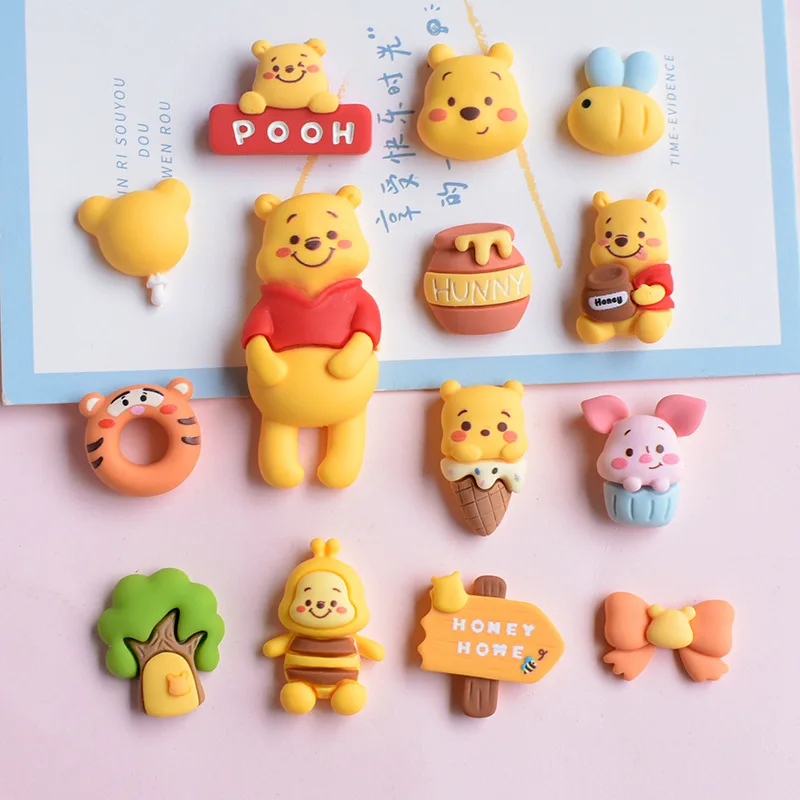 MINISO Cute Cartoon Disney Winnie the Pooh Milk Tea Bear Rabbit Shoe Flower Charm Shoe Accessories DIY Detachable Shoe Buckle