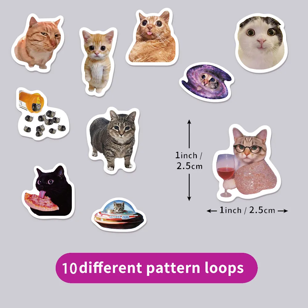 500PCS Cartoon Cat Style Reward Stickers 10 pieces 2.5cm/1.0-inch Meow Learning Reward Set Party Gift Stamps image 2