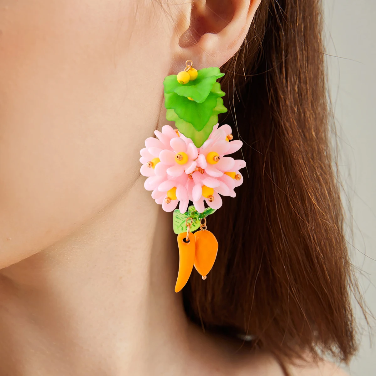 

ZAA Colorful Resin Earrings for Women Plant Flower Drop Earrings Holiday Party Jewelry Accessories Gifts Wholesale