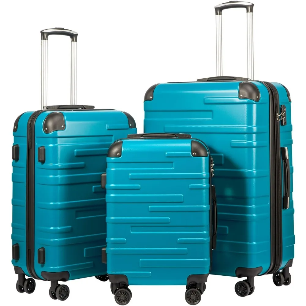 

Coolife Luggage Expandable(only 28") Suitcase 3 Piece Set with TSA Lock Spinner 20in24in28in (lake blue)