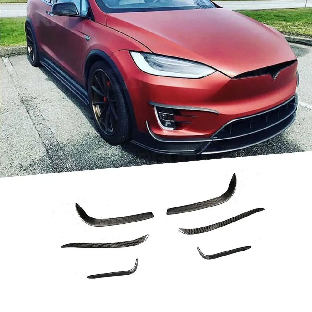 

Carbon Fiber Car Trunk Bumper Canards Air Vent Trim Stripes Cover Stickers Splitters For Tesla Model X 2016-2018 Car Styling