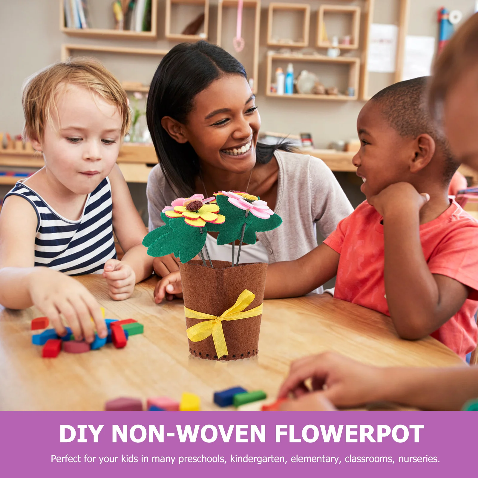 6 قطعة وعاء نبات القماش غير القطع DIY بها بنفسك المواد الحرفية للأطفال تحسين القدرة على التلاعب لوازم الفصول الدراسية رياض الأطفال #5