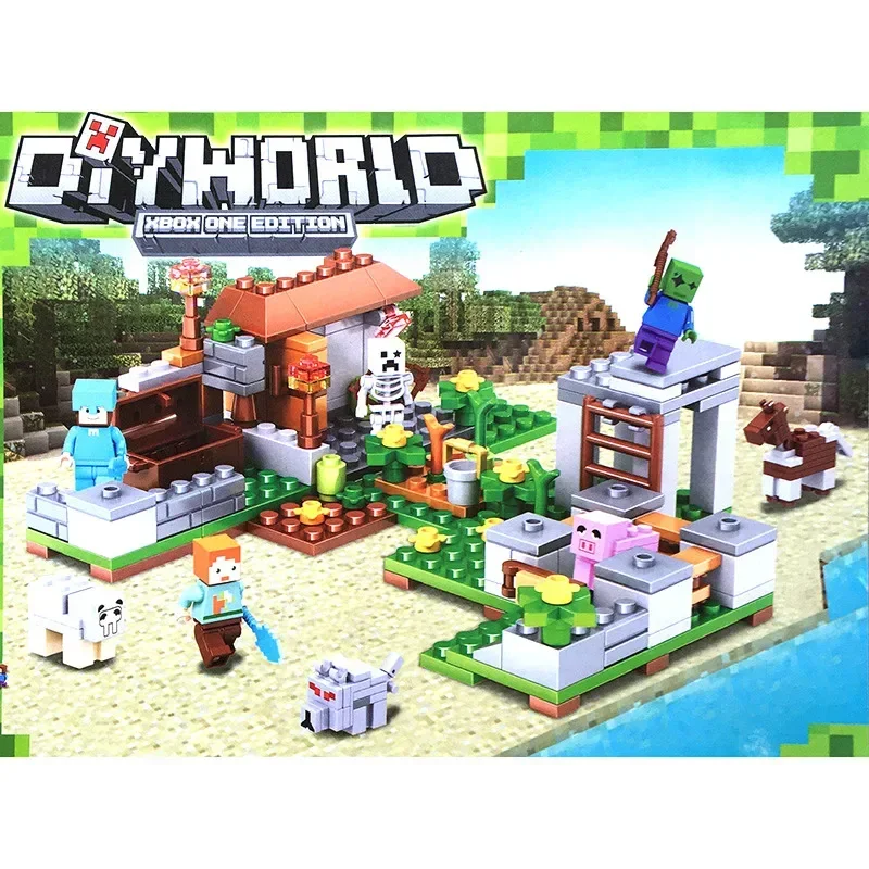 

MOC My World Building Blocks 2in1 tree House farm Village mini Figures Bricks Toys Kids Christmas Gifts