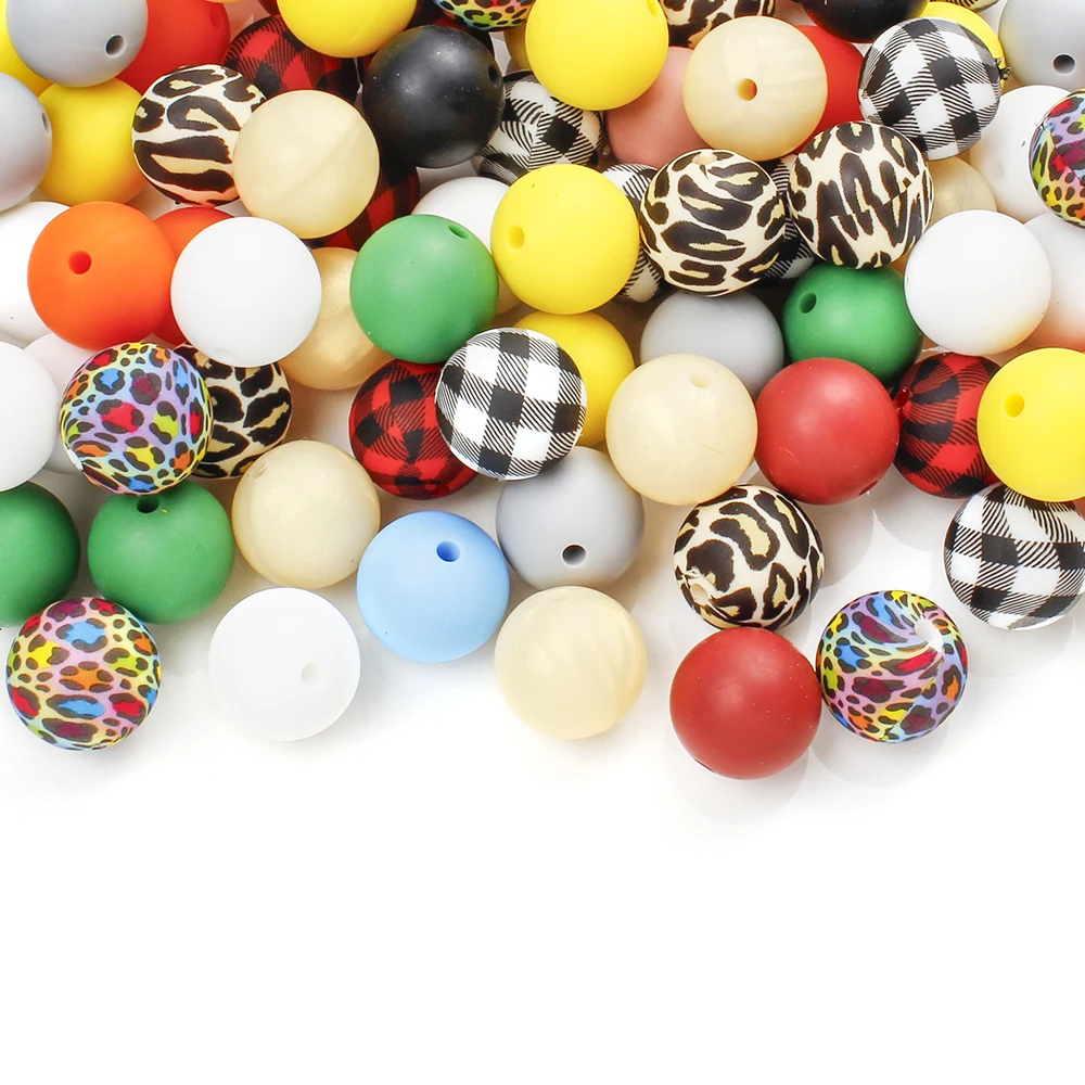 15mm 40Pcs Silicone Round Beads Food Grade Nursing Chewing Teether Beads for Jewelry Pacifier Chain Bracelet Accessories