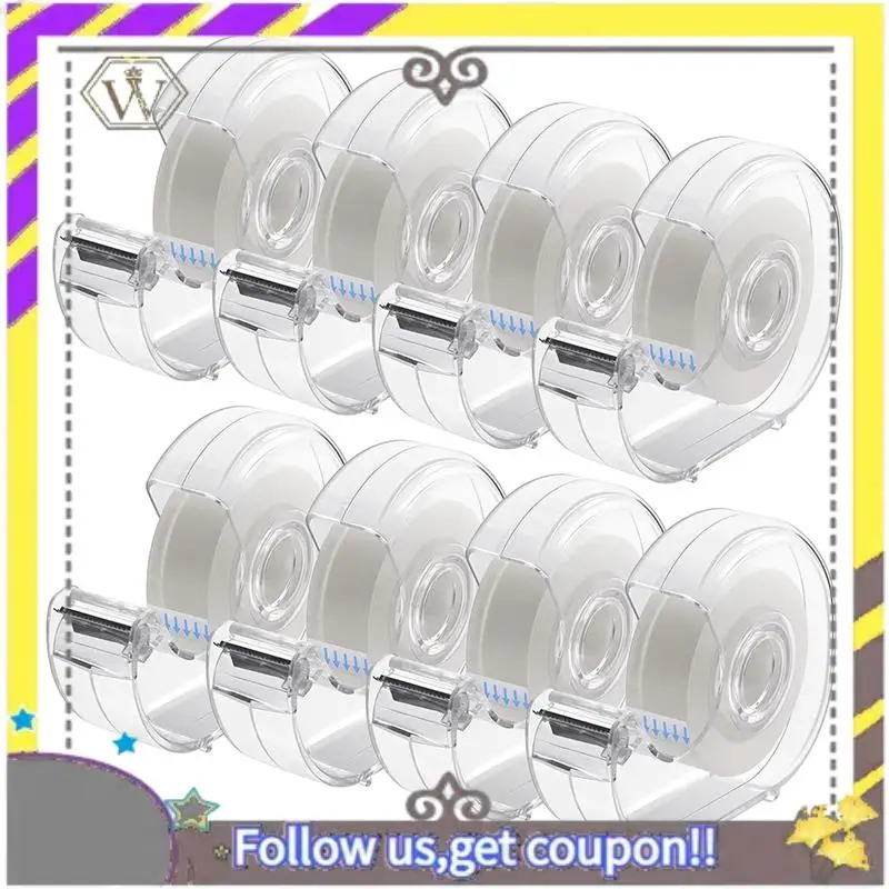 Nueva cinta transparente con dispensador y recambios, uso para envolver regalos, hogar, escuela y suministros de oficina, 0,7x1000 pulgadas, paquete de 8 Dura