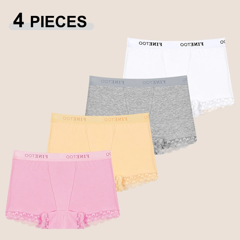 4 STKS Naadloze Katoenen Slipje Voor Vrouwen Sexy Kant Brief Elastische Boyshort Vrouwelijke Sport Comfortabele Ademende Boxershorts