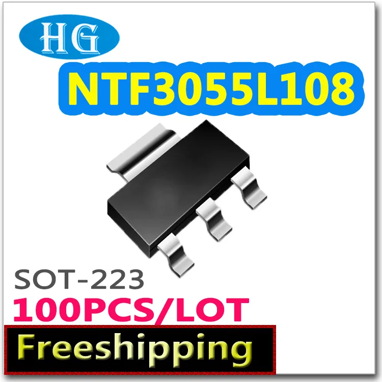 

smd NTF3055L108 100pcs/lot SOT223 N-channel 60V 3A pdf inside mosfet SOT-223