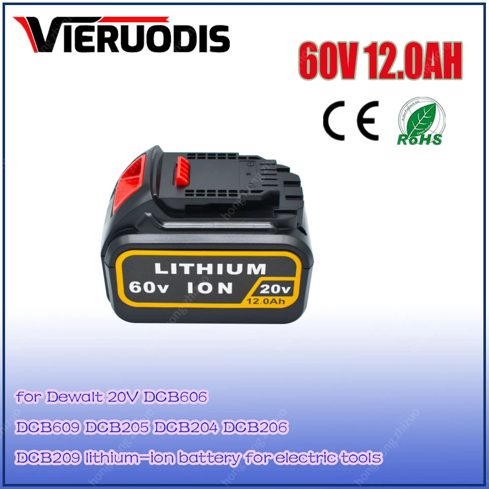 

12.0Ah 20V 60V MAX Replacement Battery for Dewalt DCB606 DCB609 DCB205 DCB204 DCB206 DCB209 Power Screwdriver Tools Batteries