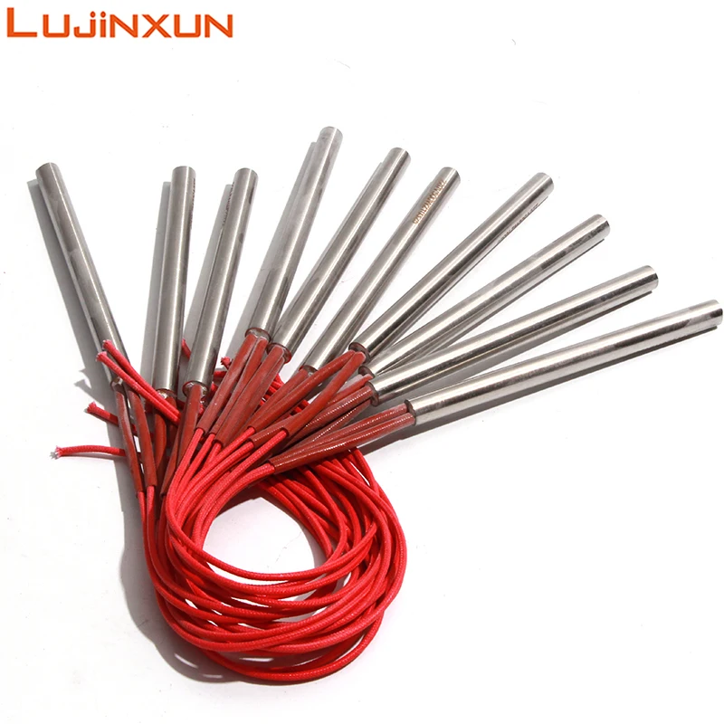 LUJINXUN 220V Zylindrische Heizpatrone 6x200mm 8x150mm 9x200mm Elektrische Patrone Heizwiderstand Wärmeelement Teil 10 Stück
