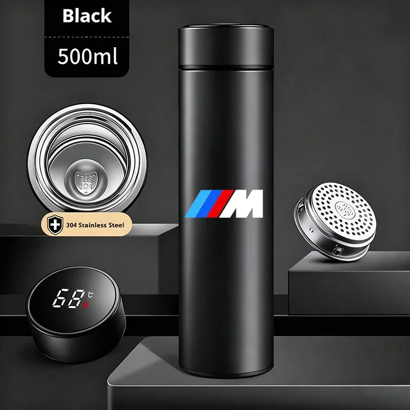 

Stainless Steel Thermos Cup Smart LED Display Office Cup Sticker For BMW M Power X1 e84 X3 f25 X5 e53 x6 e71 ix3 i3 320i 330d M4