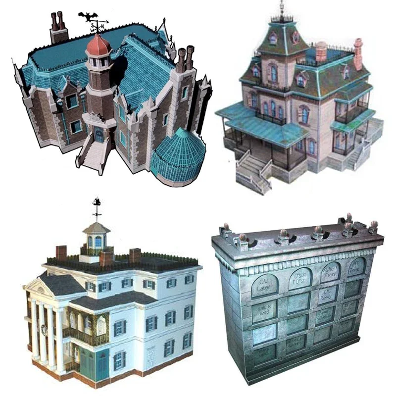 Casa stregata di Halloween Skoolhouse Building 3D Paper Model DIY Handmade Papercraft Toy