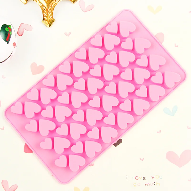 56 Hole Heart Silicone Chocolate Mold Two Style Love Shape Fudge Candy Jelly Biscuit Baking Mould Ice Cube Tray Party Snack Gift