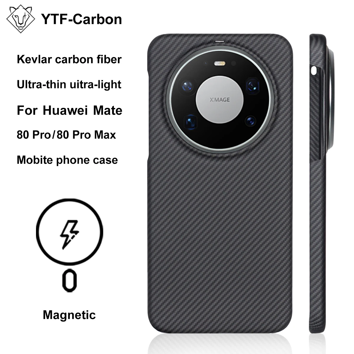 

YTF для HUAWEI Mate 80 Pro/Mate 80+/Mate 80 Pro Max карбоновый чехол кевлар арамидное волокно magsafe ультратонкий твердый чехол магнитный