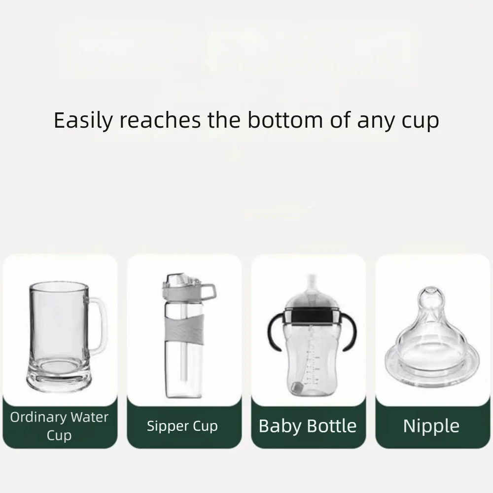 Silicone Baby Bottle Straw Cleaner Long Handled Waterproof Cleaning Brush Set Flexible Brushes Electric Bottle Brush