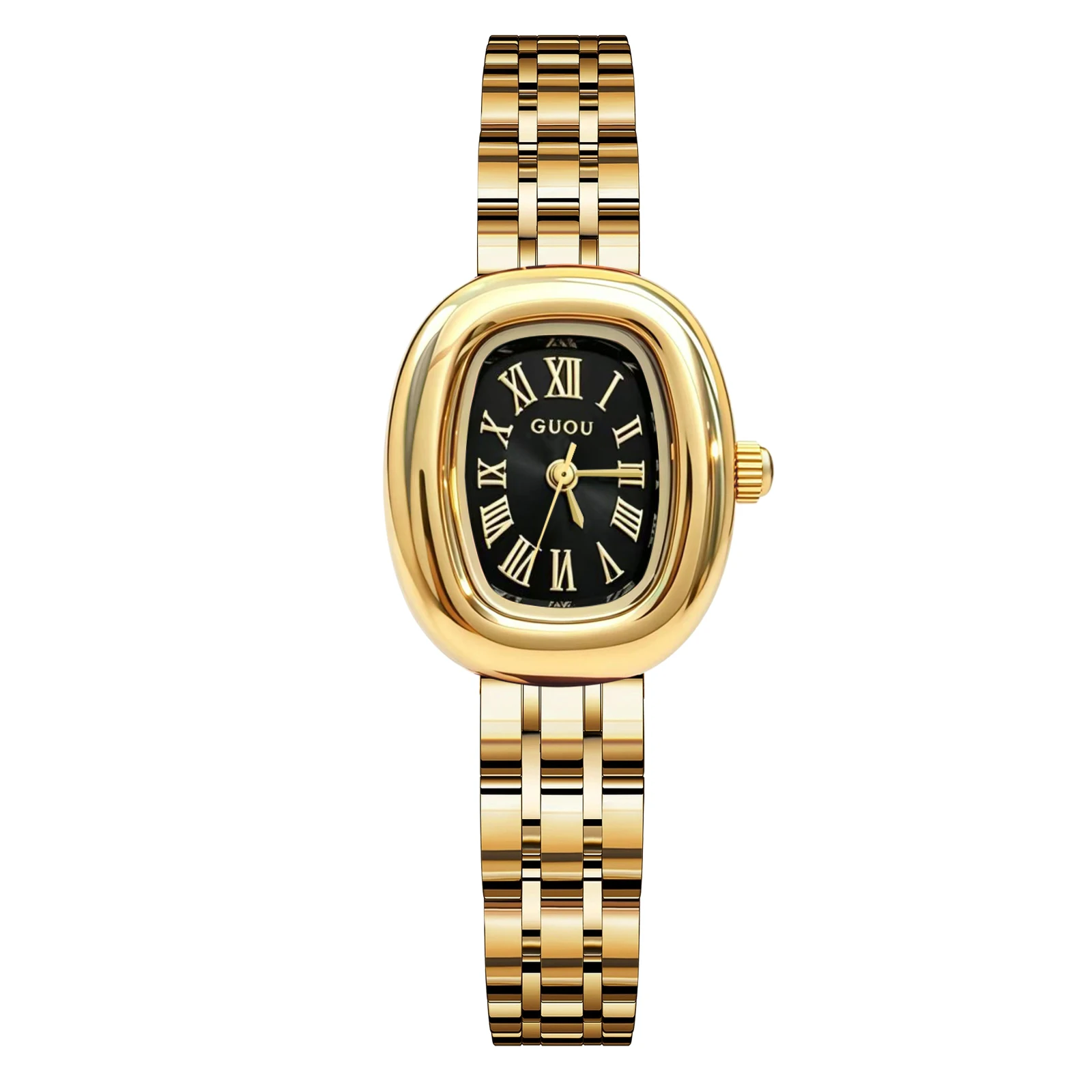 New Egg Shaped Chain Steel Band Light Luxury Quartz Watch for Women with Fashion Advanced Niche Decorative Style