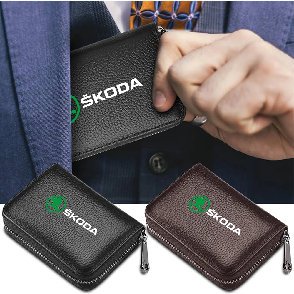 1PC Car Styling Driving Document Credit Card Storage Bag Holder Driver License Case Accessories For Skoda Octavia VII S VRS Yeti