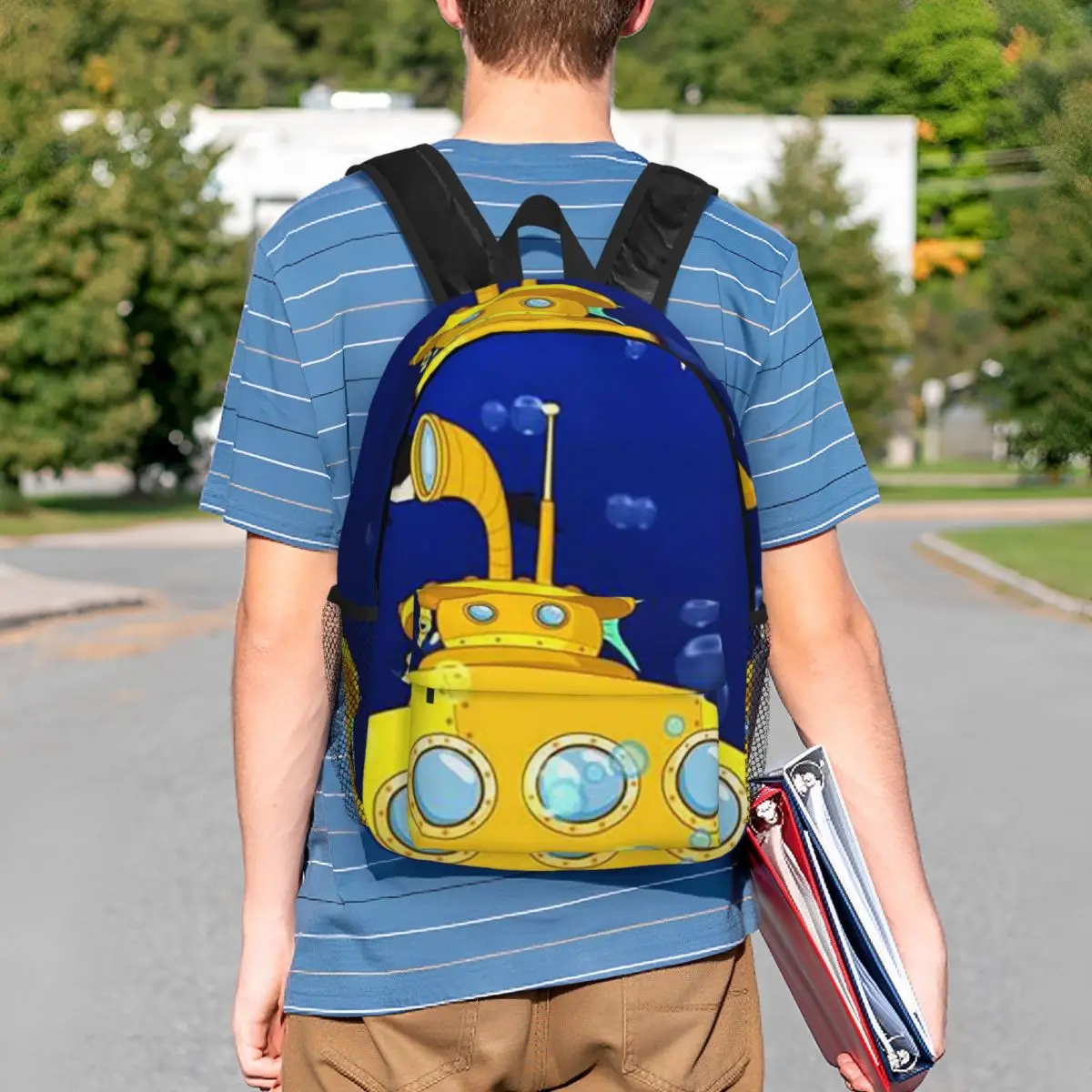 

Cartoon Submarine Underwater World Backpack Student BookBag Children School Bag Laptop Shoulder Bags for Men Women