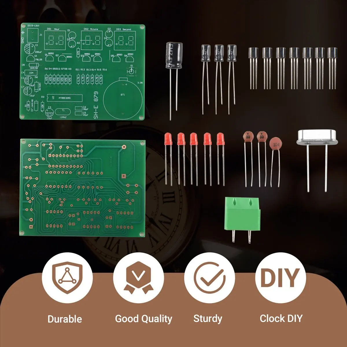 A003 AT89C2051 6 Digital LED Display Electronic Clock DIY Kit Receiver for Flux