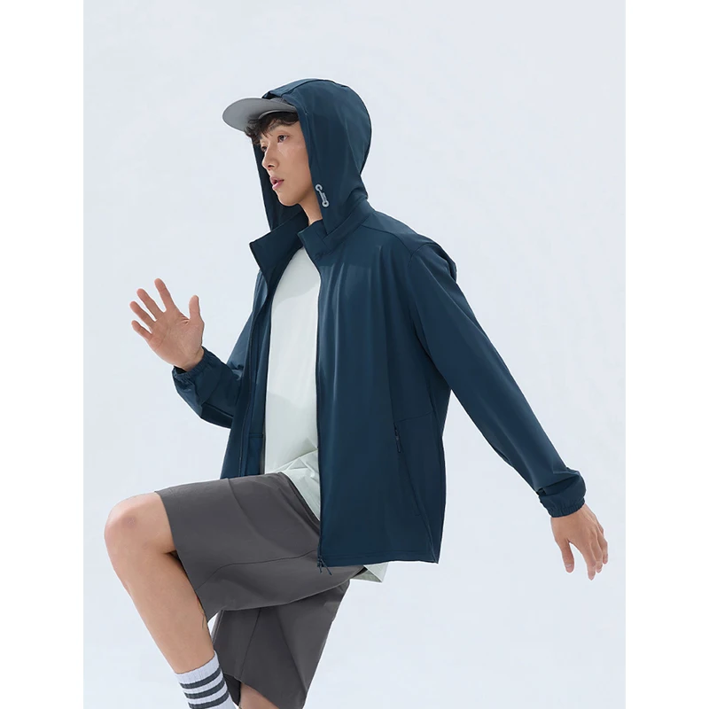 Unisex UV Protection Jacket UPF100+ Ice Silk Sunscreen Coat with Big Hood Wide Brim  Fishing Hiking Camping Double Open Design